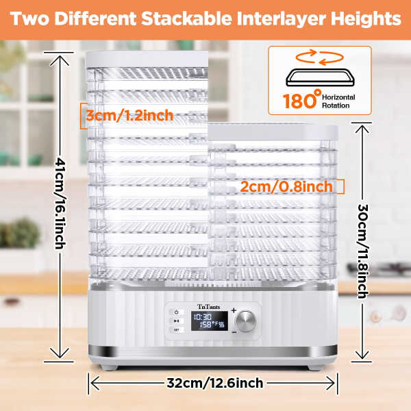 TNTANTS 9-Tray Food Dehydrator Machine, Dehydrator for Food and Jerky with 24H Timer and 95-176&8457 Temperature Control, for