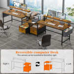 EnHomee 56.5" Computer Desk with Monitor Stand, Office Desk with Fabric File Cabinet, Gaming Computer Desk for Home Office