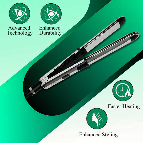 Liselle Beauty Products Salon Magic Pro Flat Iron - Titanium Plates, LCD Display, Adjustable Heat 450&degF