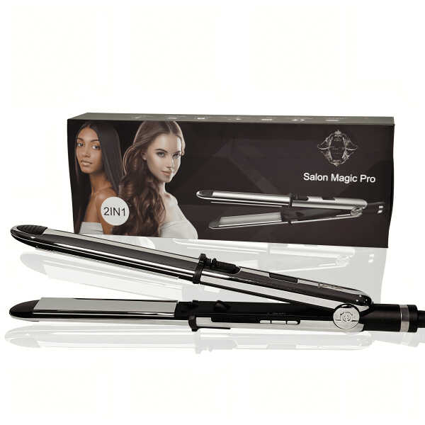 Liselle Beauty Products Salon Magic Pro Flat Iron - Titanium Plates, LCD Display, Adjustable Heat 450&degF