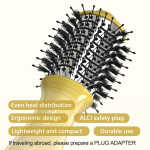 DAN Travel Hair Dryer Brush Nano Titanium Blow Dryer Brush Dual Voltage,Mini Oval Hot Air Brush,2 inch One Step Hair Dryer &