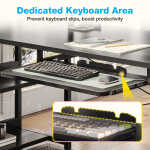 KKL 61 inch L Shaped Gaming Desk with 4 Drawers & Power Outlets, Home Office Desk with Adjustable Heights Monitor Stand &