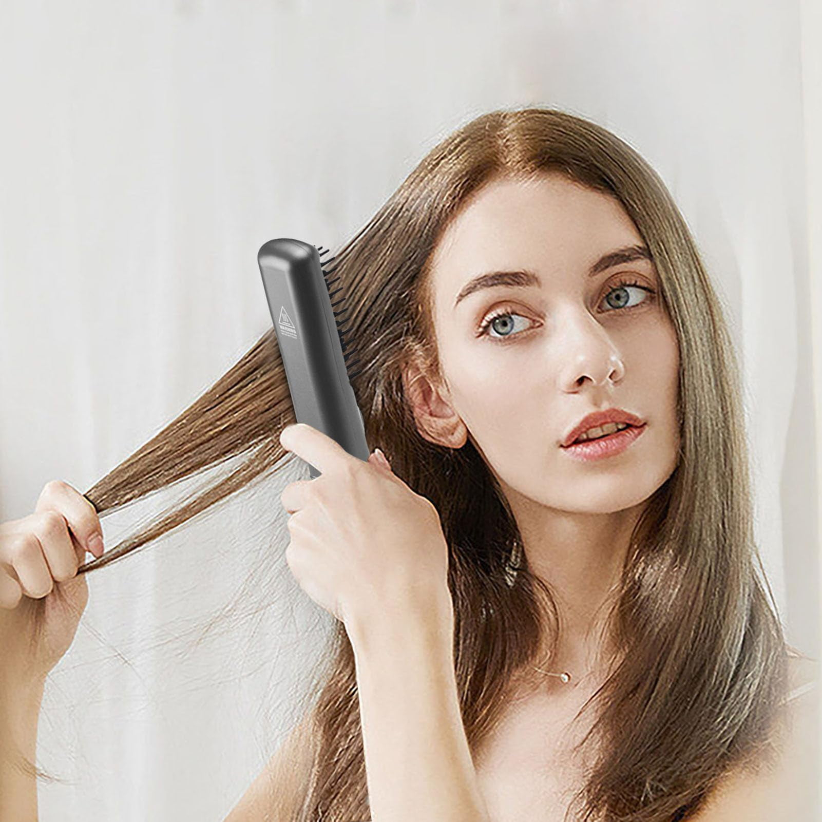 OHHSUN Cordless Hair Straightener Brush, Portable Negative Ion Hot Comb with USB Rechargeable Feature Fast Heating 3 Temp