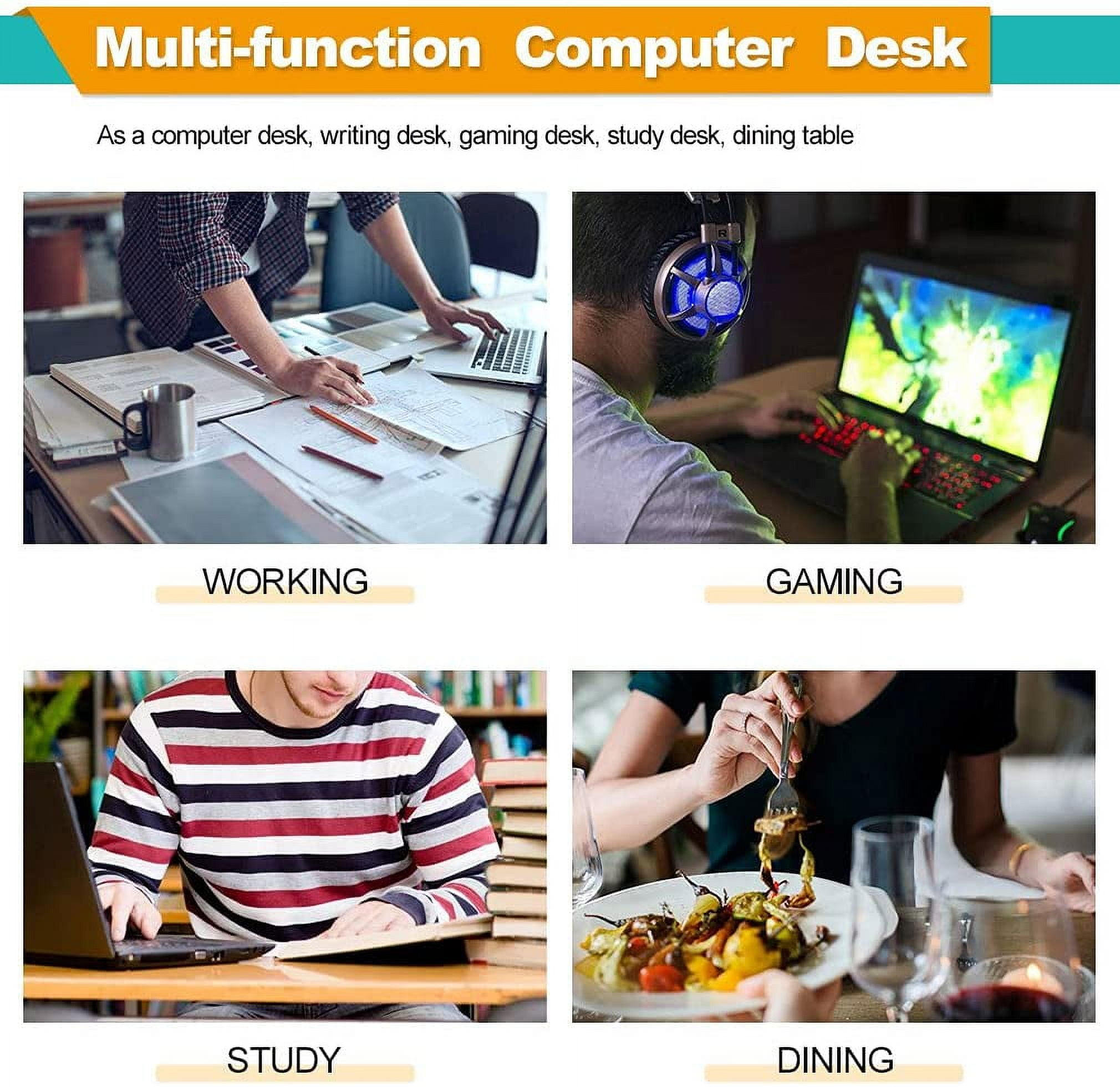 BestOffice 40" Computer Home Office Gaming Desk Desk Engineered Wood Shelves, Craft Desk Study Writing Table for Home