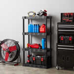 Hyper Tough Black Plastic 4-Tier 56.2" H x 30"" W x 13.8" D, 280lb Total Capacity