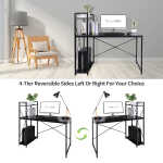 Utopia Alley Computer Desk with Shelves - 47-inch Black Metal Desk with 4-Tier Storage Bookshelves, Rustic Brown & Black Black