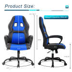 YRLLENSDAN Gaming Collection Z-Shaped Desk with Headphone Hook and Adjustable Feet, Blue