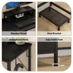 GIKPAL L Shaped Computer Desk, Reversible Gaming Desk with Drawers, Corner Desk with Storage Shelves & Monitor Stand, Home
