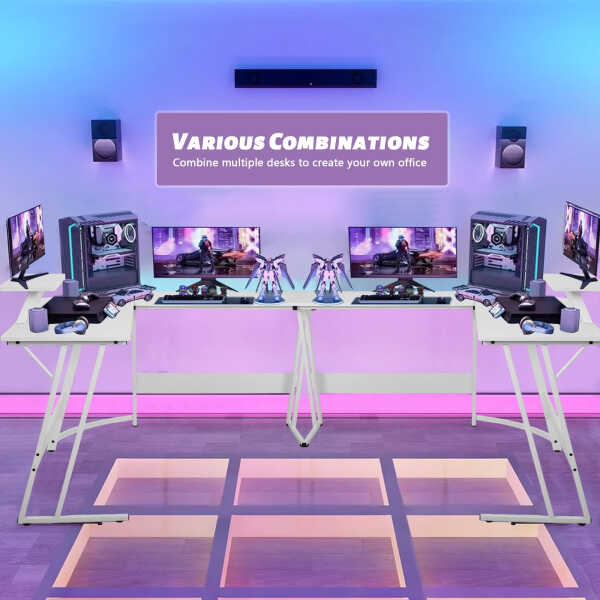 YRLLENSDAN L Shaped Computer Desk, Corner Desk Gaming Table Computer Desk L Shaped Desks Gaming Desks with Large Desktop for