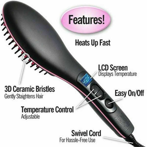 Simply Straight Ceramic Hair Straightening Electric Brush Hair Comb Straightener Magic As Seen on TV