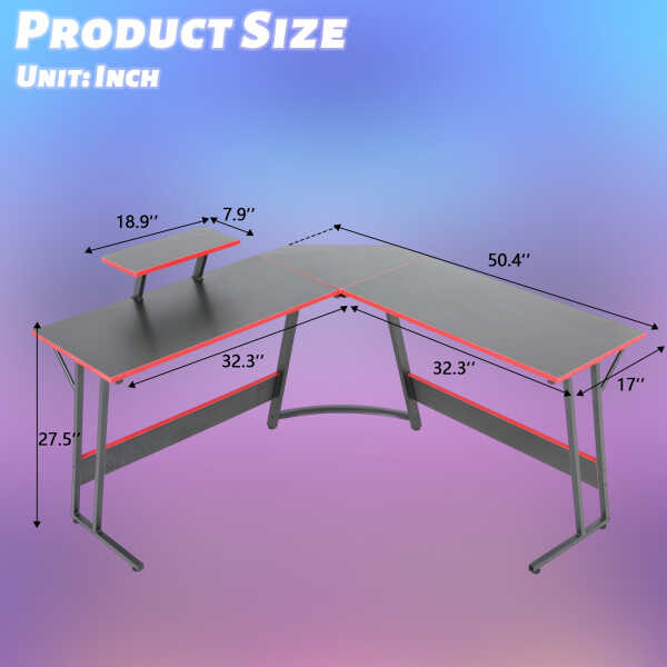 YRLLENSDAN L Shaped Computer Desk, Corner Desk Gaming Table Computer Desk L Shaped Desks Gaming Desks with Large Desktop for