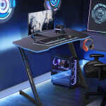 NiamVelo 47 inch Gaming Desk, Z-Shaped PC Computer Table Ergonomic Gamer Workstation with Headphone Hook for Home Office, Red