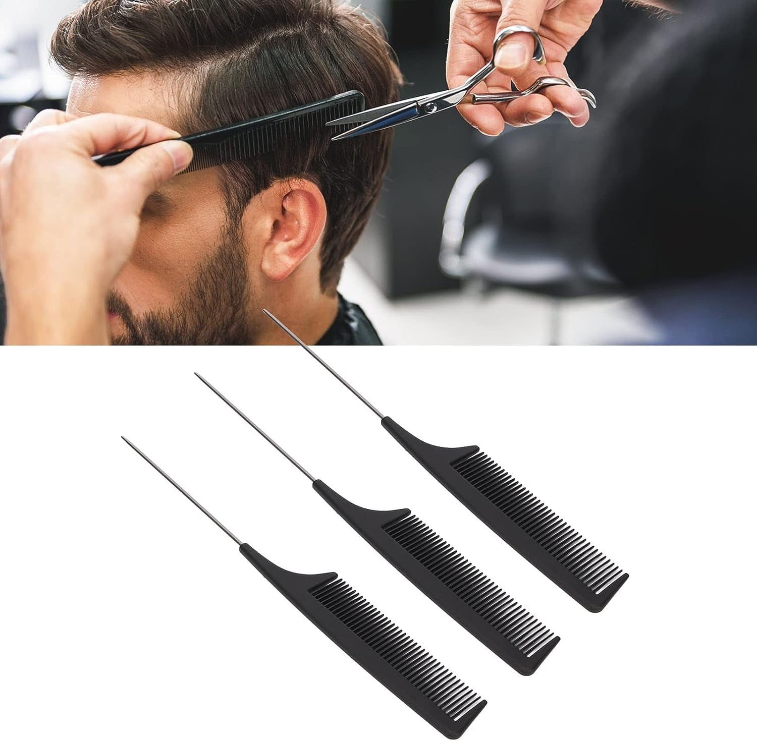 Hair Parting Combs, 10pcs Rat Tail Combs Fine Teeth Smoothing Rounded Surfaces Pointed Hair Parting Combs