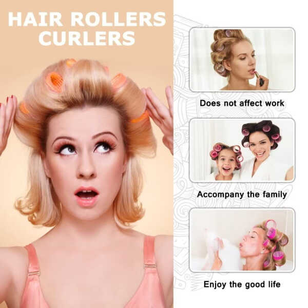 LQQBOX Self-Grip Velcro Curlers for Volume and Blowout Look on Thick, Fine, Medium or Long Hair (6 PCS)