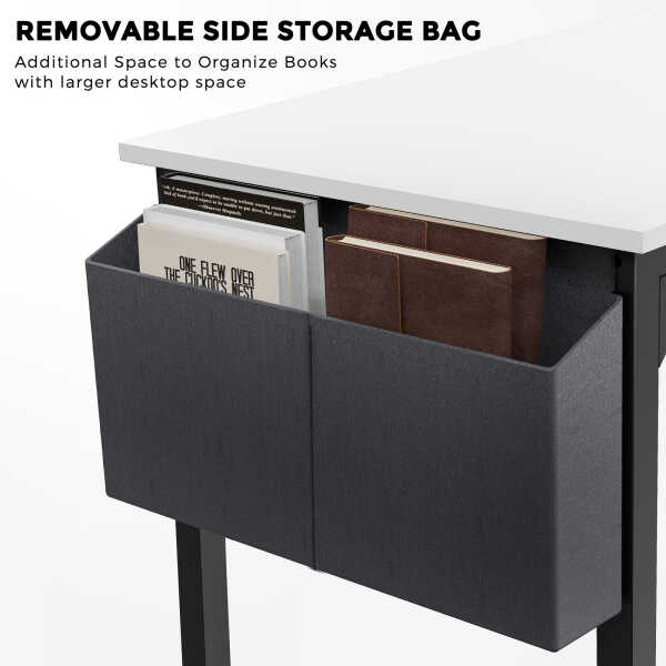 CONCETTA Computer Desk, 31 Inch with Storage Bag and Iron Hooks for Home, Office, Black