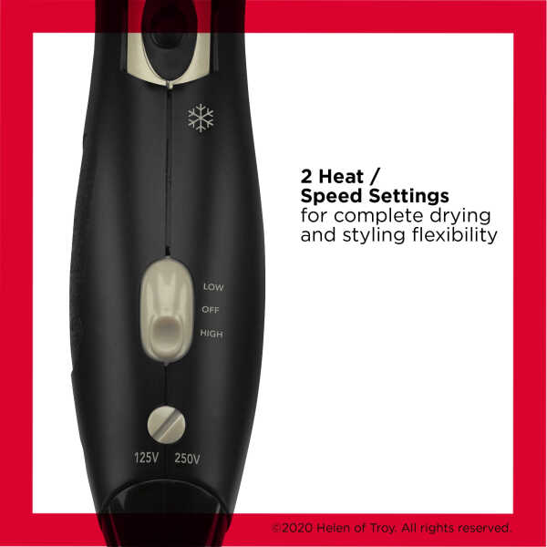 Revlon 1875W Folding Handle Ionic Travel Hair Dryer, Black and Gold