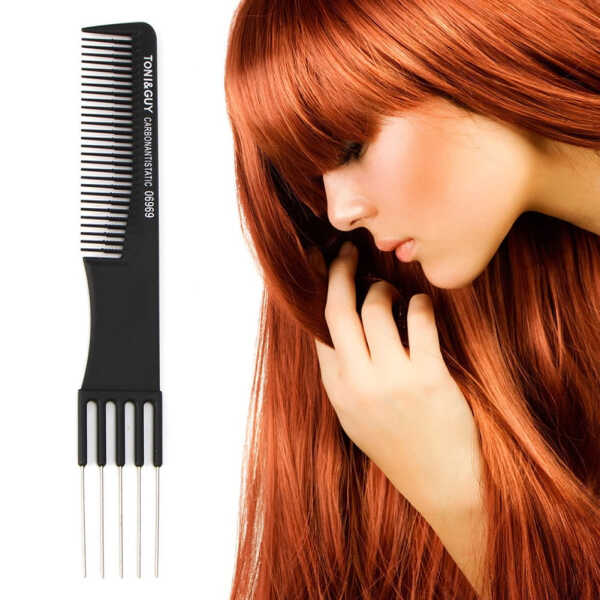 MANNYA Professional Fine-tooth Metal Pin Hairdressing Portable Hair Styling Rat Tail Comb