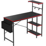 ZENY Gaming Desk with Power Outlets, 44 Inch LED Computer Desk with Side Storage Bag for Bedroom Home Office Black