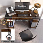 Bestier 55 Inches Computer Desk PC Laptop Table with 4 Storage Shelves in Rustic Brown
