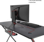 EE EUREKA ERGONOMIC Gaming Desk, 47 inch Gamer Workstation, Carbon Fiber Surface Gaming Computer Desk with Large Mouse Pad,