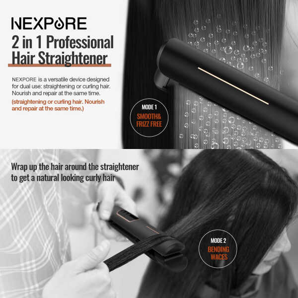 NEXPURE Professional 1" Flat Iron 2 in 1 Hair Straightener & Curling Iron Salon Styling Tool
