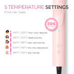 TYMO 360&deg Airflow Curling Iron, Flat Iron Hair Straightener and Curler 2 in 1, 5 Temps & Dual Voltage, 1.25 Inch, Pink