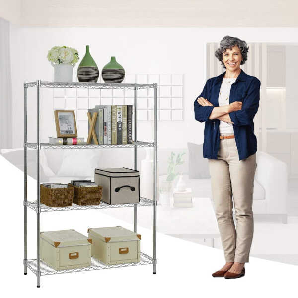BestOffice 4 Shelf Wire Shelving Unit Garage NSF Wire Shelf Metal Storage Shelves Heavy Duty Height Adjustable for 1000 lbs