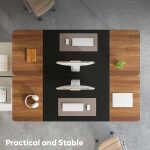 Pinmoco 63" Executive Desk, Lager Writing Desk with Metal Frame, Home and Office, Black with Walnut