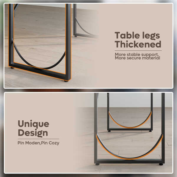 Pinmoco 63" Executive Desk, Lager Writing Desk with Metal Frame, Home and Office, Black with Walnut
