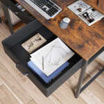 Computer Desk with Drawers and Storage Shelves, 48 inch Home Office Desk with Monitor Stand, Work Study PC Desk for Small
