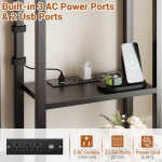 iSunirm Desk with LED Light and Power Outlet, 47.2'' Gaming Desk with Hutch, Reversible Computer Desk with Drawers, and Storage