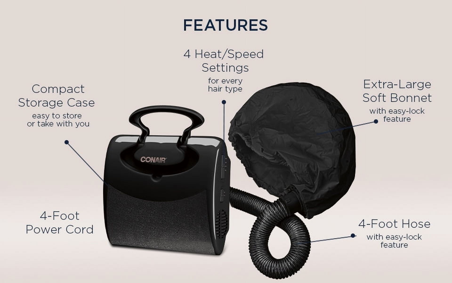 Conair Black Soft Bonnet Hair Dryer