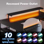 KKL 61 inch L Shaped Gaming Desk with 4 Drawers & Power Outlets, Home Office Desk with Adjustable Heights Monitor Stand &