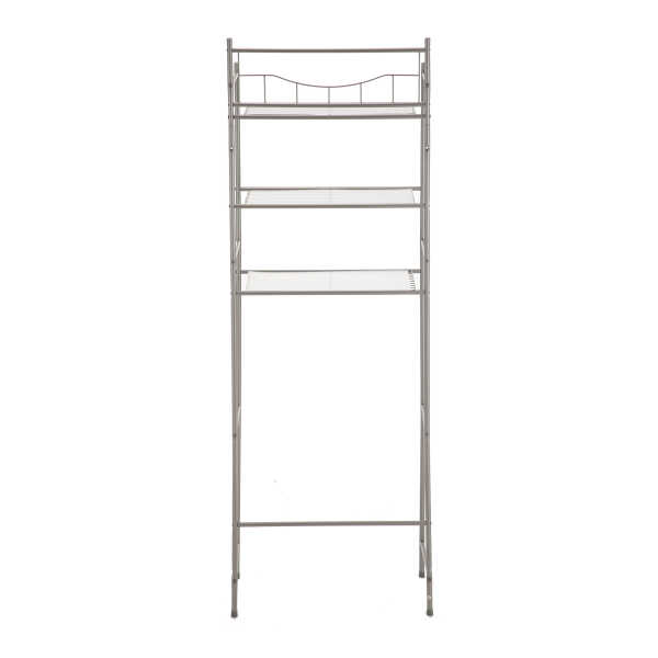 Mainstays 3-Shelf Over the Toilet Steel Freestanding Storage Shelf Unit, Silver, Holds up to 30 lb Capacity