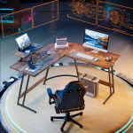 Homall L-Shaped Gaming Desk 51.2 Inches Corner Office Desk with Removable Monitor Riser, Black
