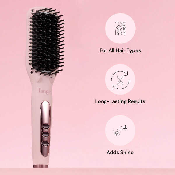 L'ange Hair Le Vite Hair Straightener Brush | Heated Hair Straightening Brush Flat Iron, Black