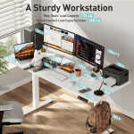 VVENACE Electric Standing Desk Height Adjustable Desk 55 x 24 inch 4 Memory Height Stand up Desk for Home Office, Brown
