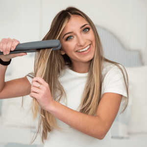 Hairitage Hair Tools Set: 1" Ceramic Tourmaline Hair Straightner / Flat Iron, Play It Cool Argan Oil Heat Protectant Spray, and