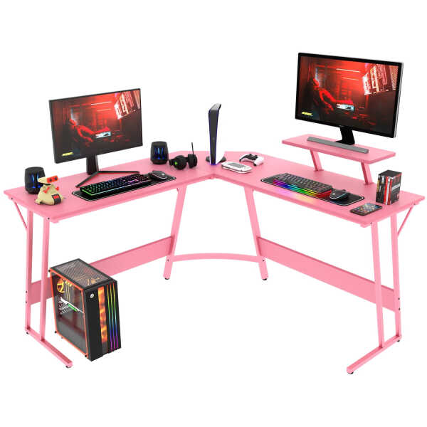 PayLessHere L Shaped Desk Corner Gaming Desk Computer Desk for Adults,Black,29"H