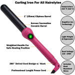 Jose Eber: Clipless Curling Iron 1" (25mm) - Pink - Professional Tourmaline Ceramic Barrel, Wand Styling Tool, Ion Technology,