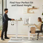 VVENACE Electric Standing Desk Height Adjustable Desk 48 x 24 inch 4 Memory Height Stand up Desk for Home Office, White