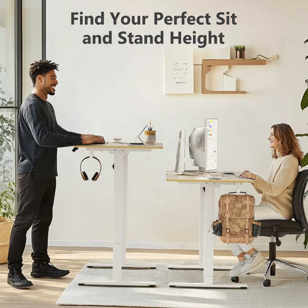 VVENACE Electric Standing Desk Height Adjustable Desk 48 x 24 inch 4 Memory Height Stand up Desk for Home Office, White