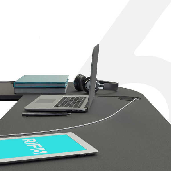 RIF6 L Shaped Modern Computer Home Office Desk w/ Keyboard Tray, Black