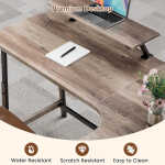 Flyicty 55'' L Shaped Gaming Desk, Ergonomic Corner Desk with Monitor Stand, Computer Desk for Home Office Study Writing