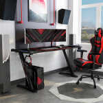 Furniture of America Hendrix Modern Black 67-inch Steel Computer Desk with USB by