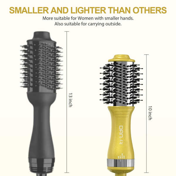 DAN Travel Hair Dryer Brush Nano Titanium Blow Dryer Brush Dual Voltage,Mini Oval Hot Air Brush,2 inch One Step Hair Dryer &
