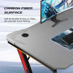 Homall 44 Inches Z-Shaped Gaming Desk Carbon Fiber Surface Desk with Cup Holder & Headphone Hook, Black