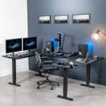 VIVO Black U-Shaped 83" x 60" Height Adjustable 4-Leg Electric Standing Desk