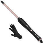 Terviiix Small Barrel Curling Wand, 3/8" Thin Curling Iron with Adjustable Heating, Black