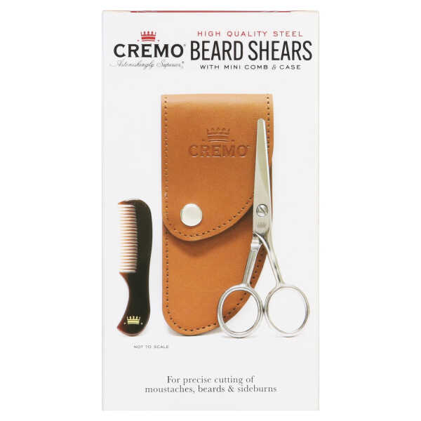 Cremo Men's Beard Shears, Perfect for Mustache & Beard Trimming, Brown, All Hair Types, 1 Ct